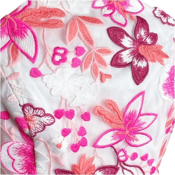 Alexia Admor NWT ALISON Halter Pink Embroidered Hi Low Dress Floral Womens SZ 8 - Picture 7 of 11